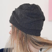 Load image into Gallery viewer, 100% Cashmere and Lambswool Slate Grey Slouchie Hat