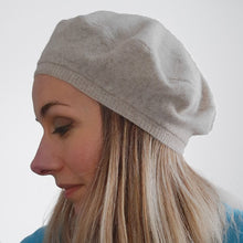 Load image into Gallery viewer, 100% Beige Cashmere Beret Hat