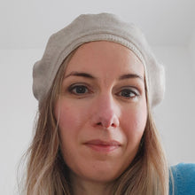 Load image into Gallery viewer, 100% Beige Cashmere Beret Hat