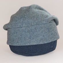Load image into Gallery viewer, 100% Lambswool Blue Marl Longer Slouchie Hat