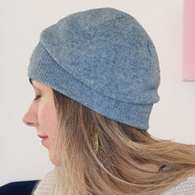 Load image into Gallery viewer, 100% Lambswool Blue Marl Slouchie Hat