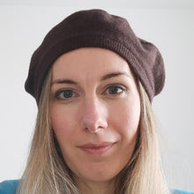 Load image into Gallery viewer, 100% Chocolate Brown Cashmere Beret Hat