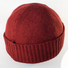 Load image into Gallery viewer, 100% Lambswool Dark Orange Beanie Hat