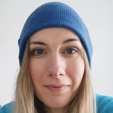 Load image into Gallery viewer, 100% Cashmere Denim Blue Beanie Hat
