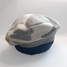 Load image into Gallery viewer, 100% Lambswool and Angora Yellow and Grey Flower Beret Hat