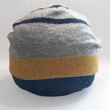Load image into Gallery viewer, 100% Lambswool and Angora Grey, Yellow and Pink Beanie Hat
