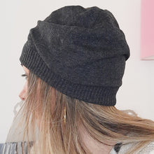 Load image into Gallery viewer, 100% Cashmere and Lambswool Slate Grey Slouchie Hat