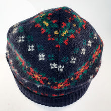 Load image into Gallery viewer, 100% Lambswool Navy Fair Isle Beanie Hat