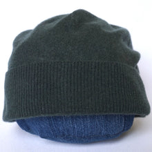 Load image into Gallery viewer, 100% Lambswool Dark Green Slouchie Hat