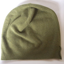 Load image into Gallery viewer, 100% Olive Green Lambswool Slouchie Hat
