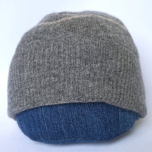 Load image into Gallery viewer, 100% Lambswool Grey and Beige Stripe Slouchie Hat