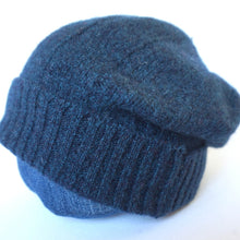 Load image into Gallery viewer, 100% Lambswool Blue Marl Extra Thick Slouchie Hat