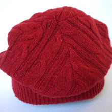 Load image into Gallery viewer, 100% Red Cable Lambswool Slouchie