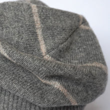 Load image into Gallery viewer, 100% Lambswool Grey and Beige Stripe Slouchie Hat