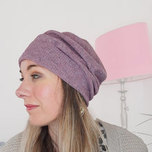 Load image into Gallery viewer, 100% Lambswool Pink Marl Slouchie Hat