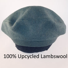 Load image into Gallery viewer, 100% Lambswool Stormy Green Blue Beret Hat