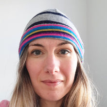 Load image into Gallery viewer, 100% Lambswool and Angora Rainbow Beanie Hat