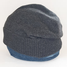Load image into Gallery viewer, 100% Cashmere and Lambswool Slate Grey Slouchie Hat
