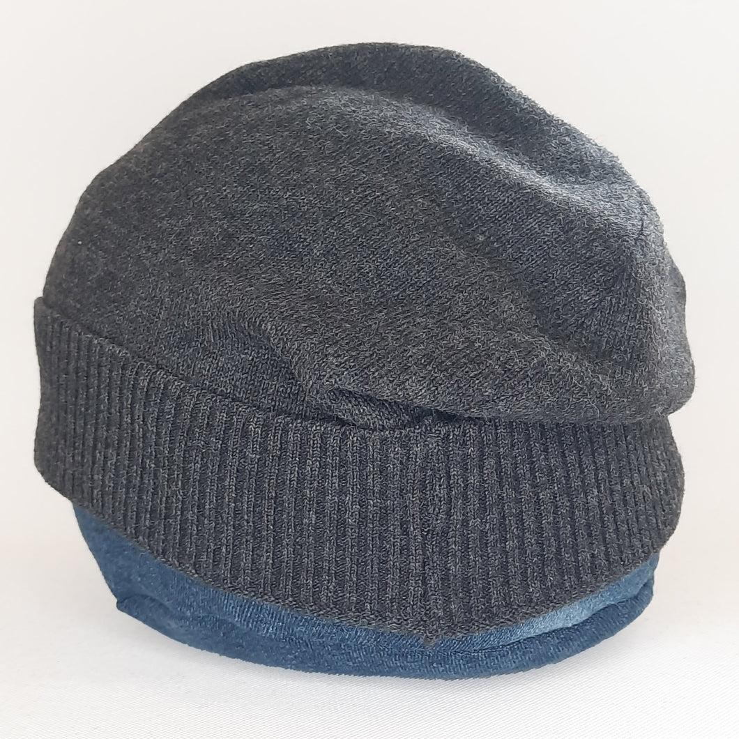 100% Cashmere and Lambswool Slate Grey Slouchie Hat