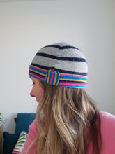 Load and play video in Gallery viewer, 100% Lambswool and Angora Rainbow Beanie Hat
