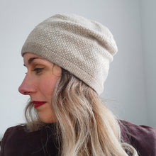 Load image into Gallery viewer, 100% Lambswool Beige Slouchie Hat
