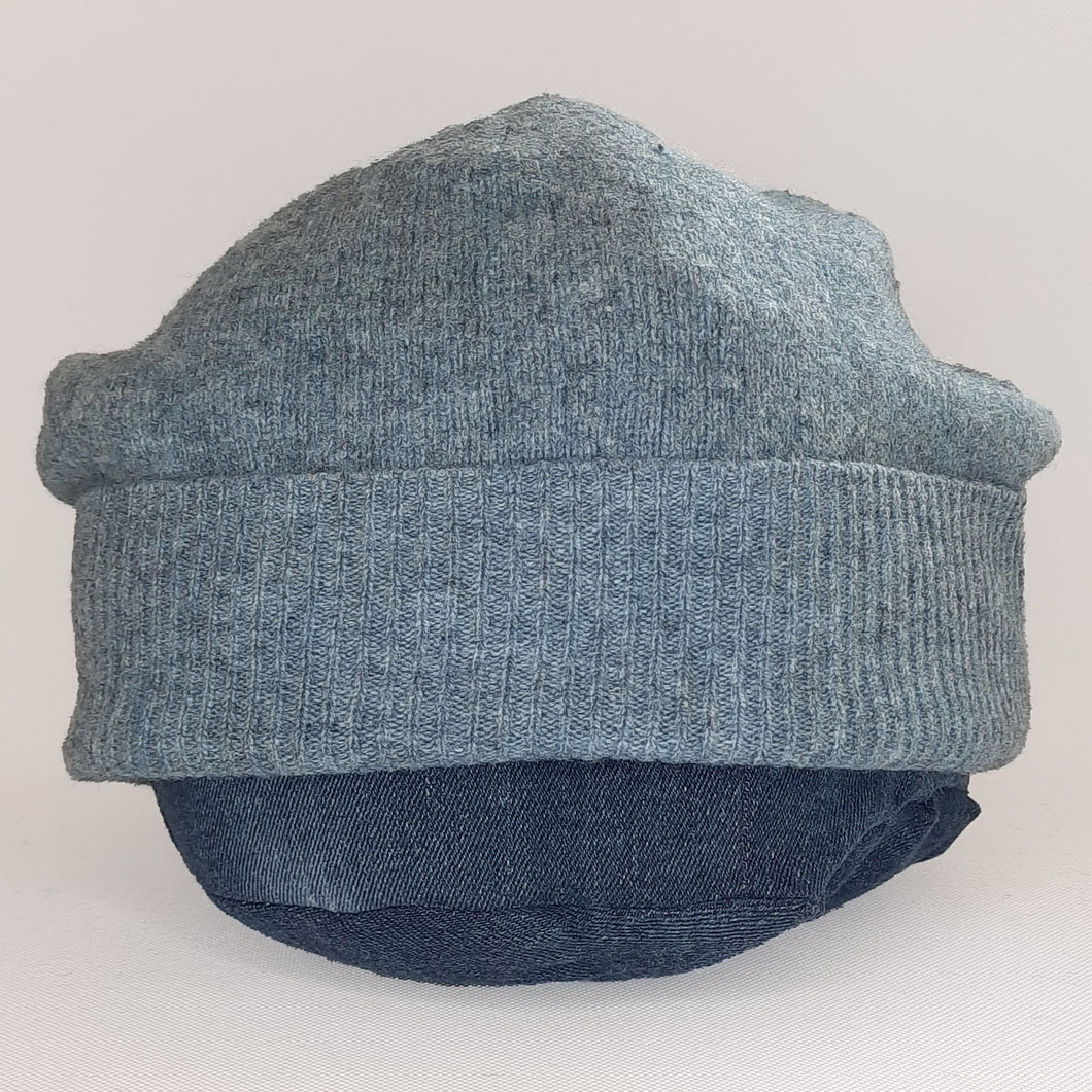100% Lambswool Blue Marl Slouchie Hat