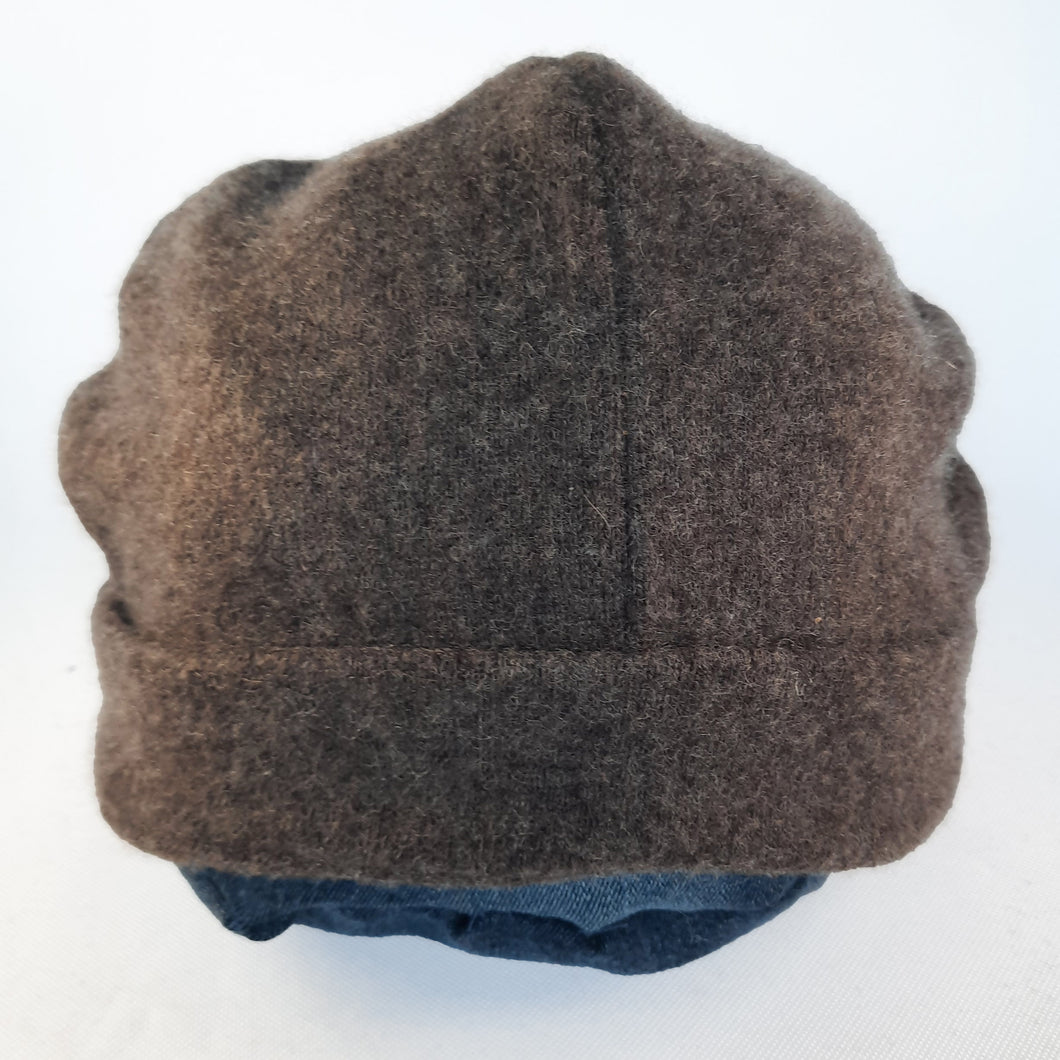100% Cashmere Brown Beanie Hat