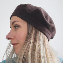 Load image into Gallery viewer, 100% Chocolate Brown Cashmere Beret Hat
