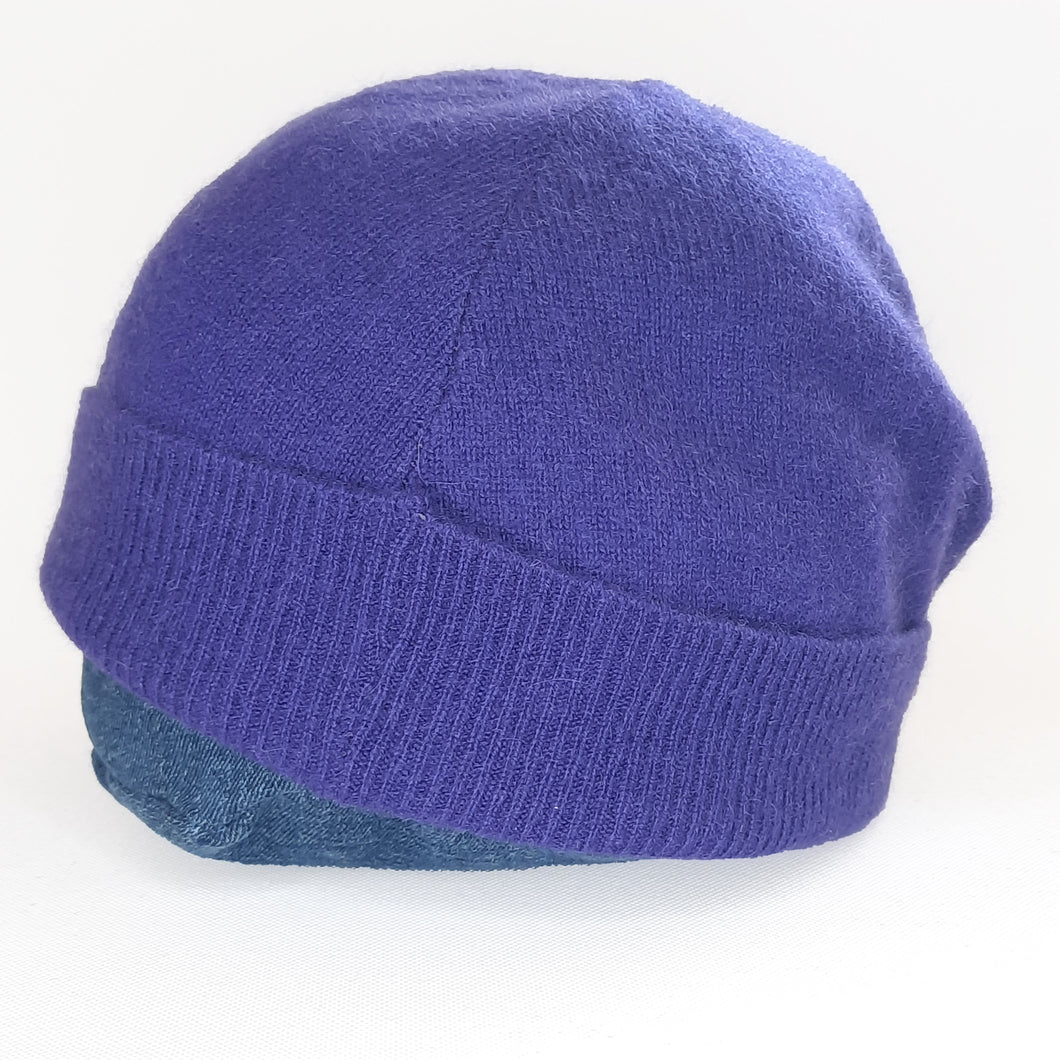 100% Cashmere Purple Cadbury Beanie Hat