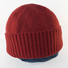 Load image into Gallery viewer, 100% Lambswool Dark Orange Beanie Hat

