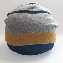 Load image into Gallery viewer, 100% Lambswool and Angora Grey, Yellow and Pink Beanie Hat
