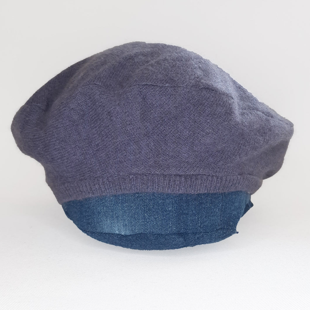 100% Cashmere Purple Heather Beret Hat