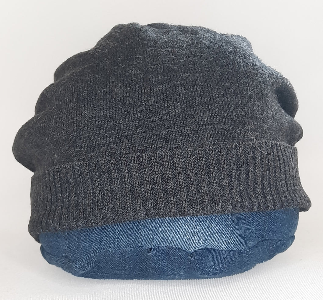 100% Cashmere and Lambswool Slate Grey Slouchie Hat