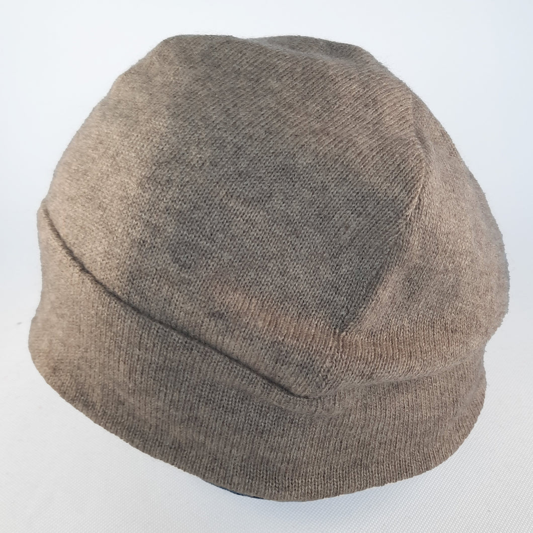 100% Cashmere and Lambswool Beige Beanie Hat