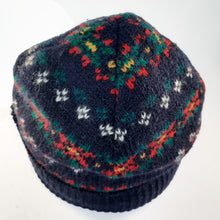 Load image into Gallery viewer, 100% Lambswool Navy Fair Isle Beanie Hat
