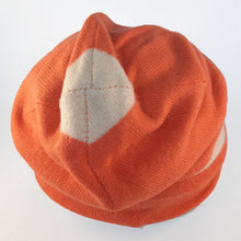 Load image into Gallery viewer, 100% Cashmere Orange and Cream Stripe Slouchie Hat
