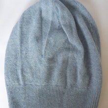 Load image into Gallery viewer, 100% Pale Blue Lambswool Slouchie Hat
