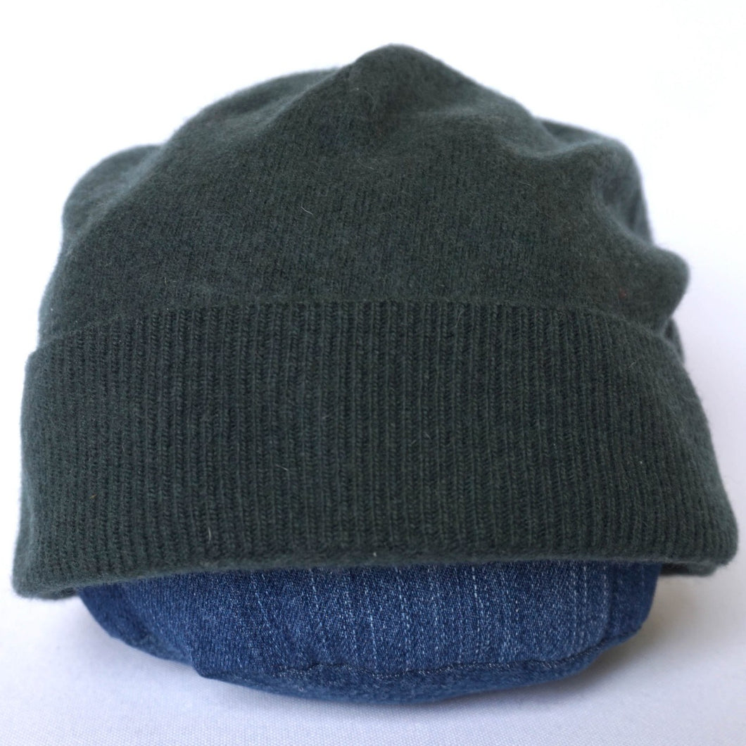100% Lambswool Dark Green Slouchie Hat