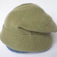 Load image into Gallery viewer, 100% Olive Green Lambswool Slouchie Hat
