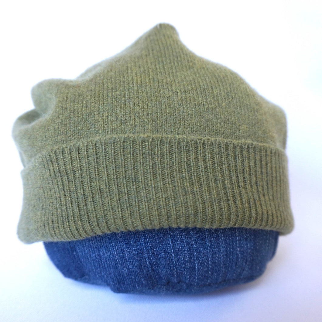 100% Lambswool Army Green Slouchie Hat