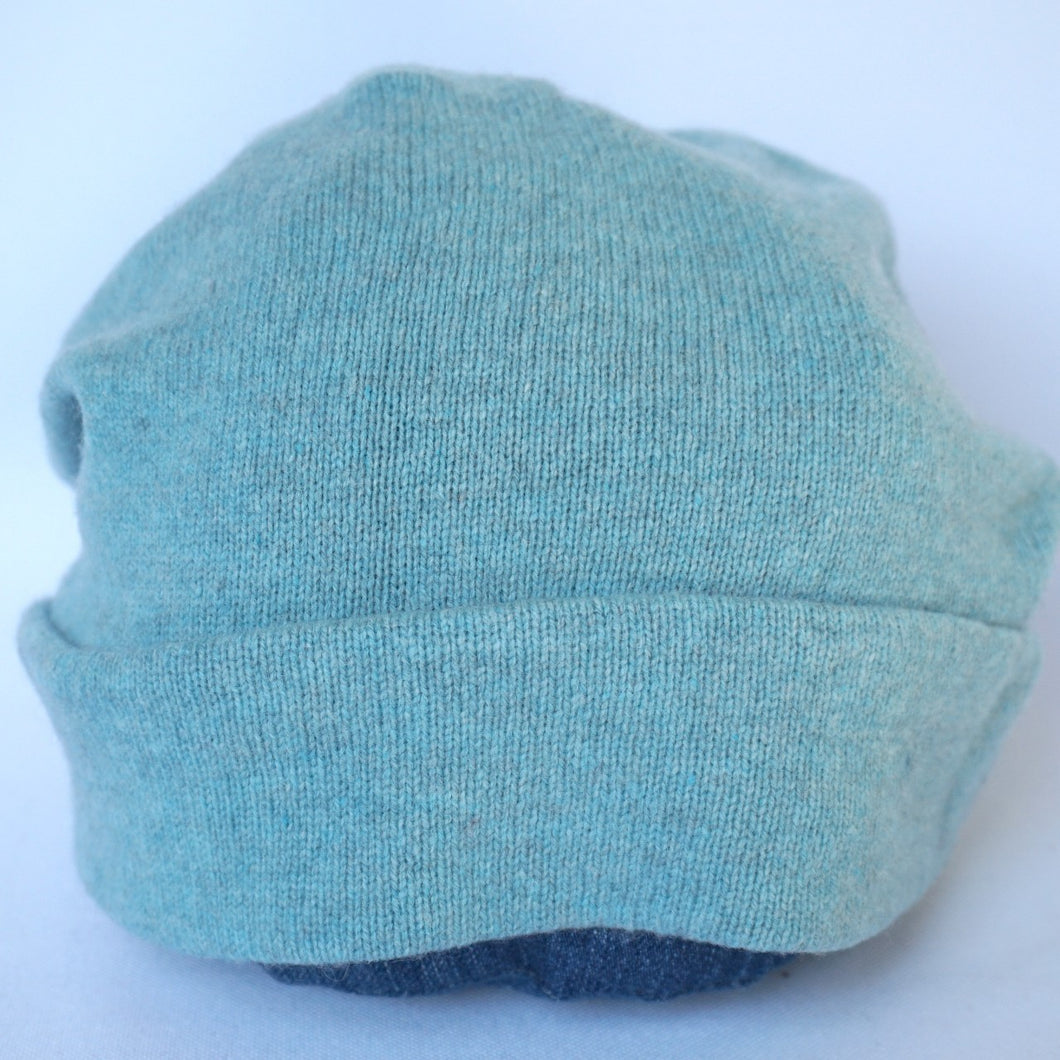 100% Nile Blue Lambswool Slouchie Hat