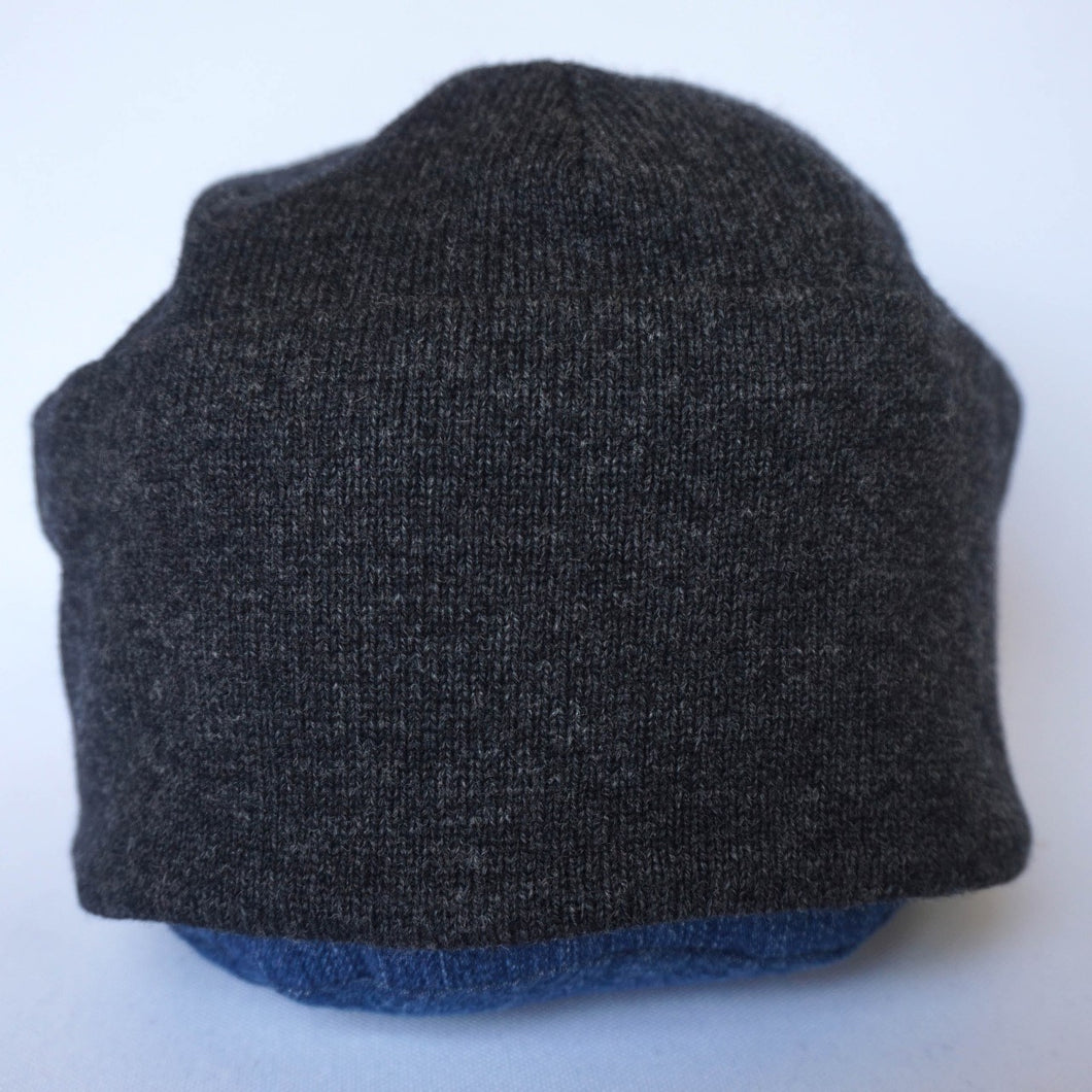100% Lambswool Grey Beanie Hat