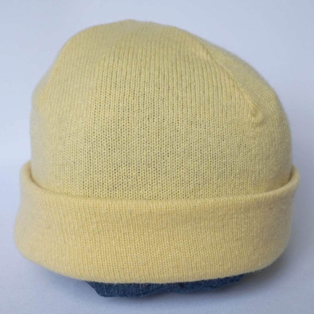 100% Lambswool Yellow Beanie Hat