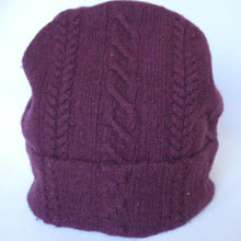 Load image into Gallery viewer, 100% Lambswool Wine Red Beanie Hat
