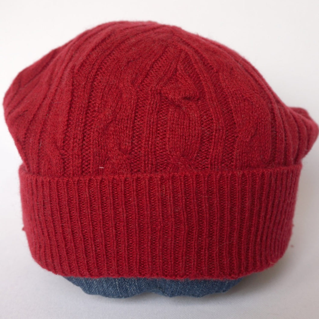 100% Red Cable Lambswool Slouchy