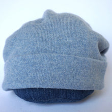 Load image into Gallery viewer, 100% Lambswool Pale Blue Beanie Hat
