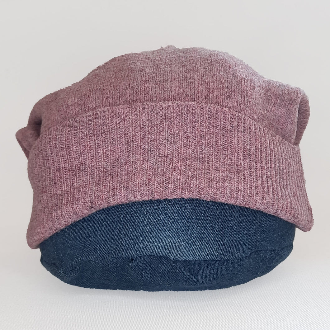 100% Lambswool Pink Marl Slouchie Hat