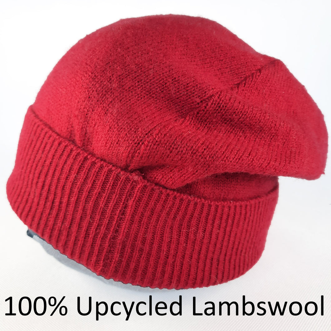 100% Cherry Red Lambswool Slouchy