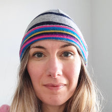 Load image into Gallery viewer, 100% Lambswool and Angora Rainbow Beanie Hat
