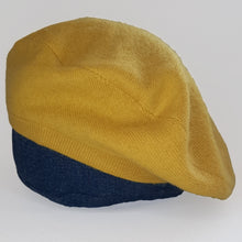 Load image into Gallery viewer, 100% Cashmere Yellow Beret Handcrafted Upcycled Hat

